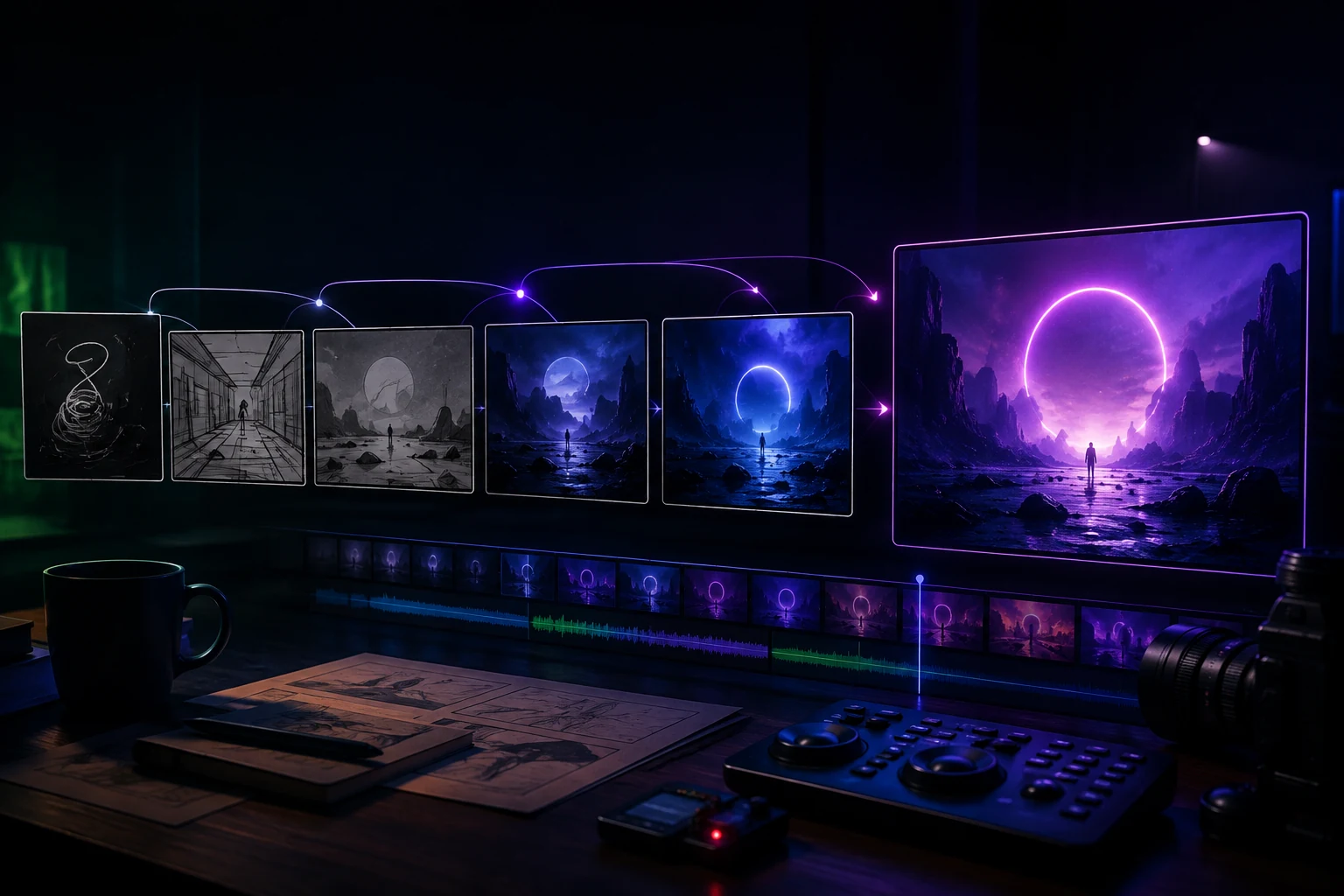 Etapas visuais de construção de uma história para videoclipe