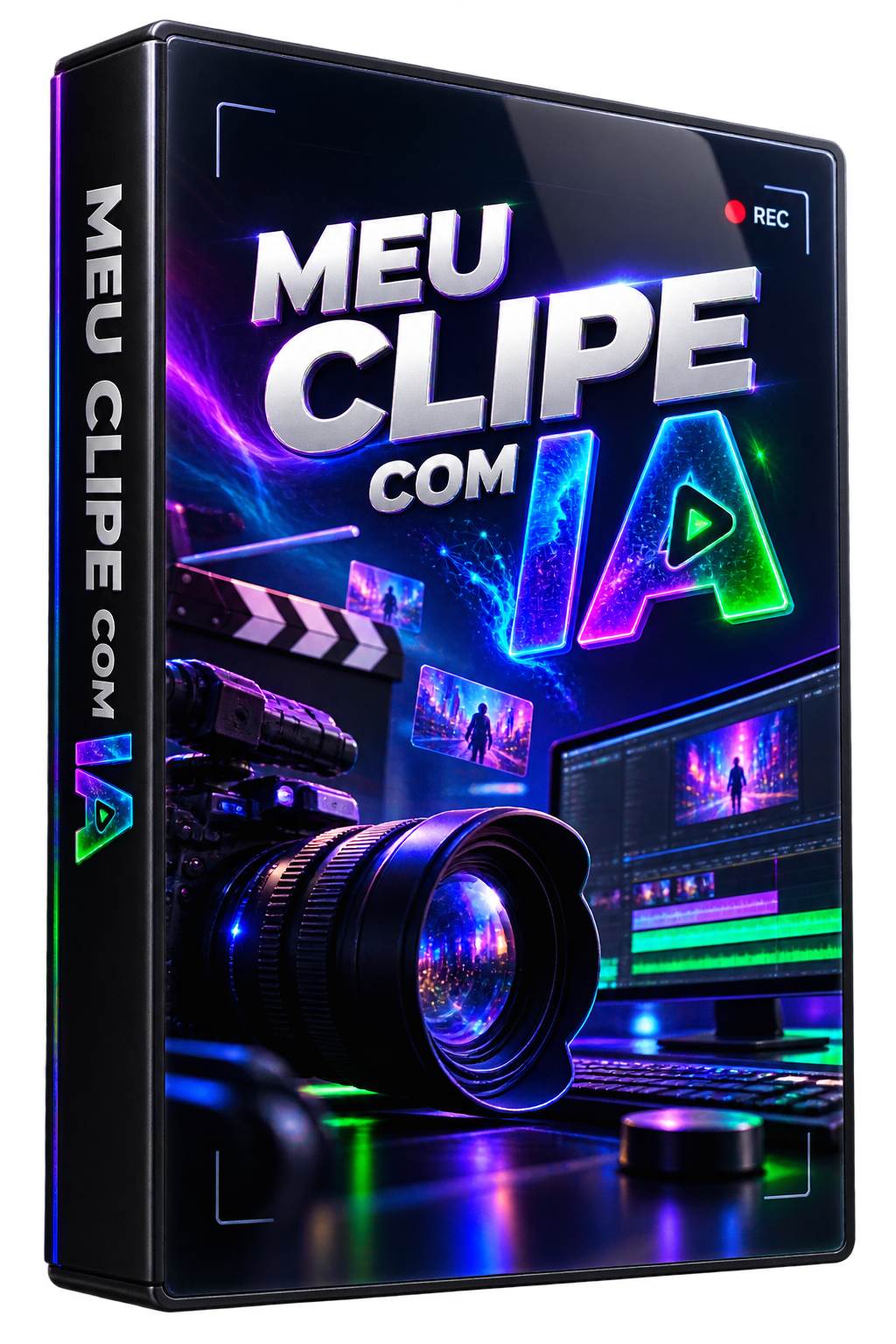 Mockup do curso online Meu Clipe com IA em formato de capa de game